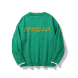 Men Sweater Back Letter Jacquard Cardigan Sweater Men's Collar Sweater Coat