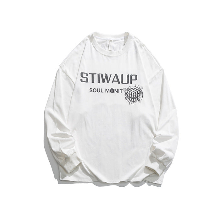 Crew Neck Sweatshirts for Men Men's Autumn Cartoon Printed Crew Neck Sweatshirt