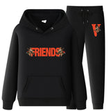 Vlone Hoodie & Pants 2 Piece Set Printed Sweater Casual