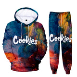 Cookies Hoodie Digital Color Printing Hooded Ankle Banded Pants Set