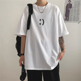 Men T-Shirts Loose Casual Half Sleeve Printed Smiley Face