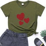 Valentine's Day T Shirt Large Size T-shirt Short Sleeve Red Heart Printing Summer