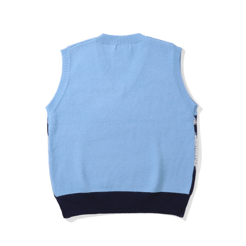 Men Sweater Vest Men's Loose Sleeveless Sweater Idle Style Outer Vest