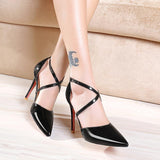 White Strappy Heels Spring/Summer Fashion Pointed Toe Pumps Silver High Heels