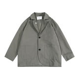 Man Fall Fall Vintage Solid Color Two Button Blazer Loose-Fitting Casual Suit