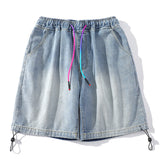 Men Denim Shorts Japanese-Style Retro Denim Short Summer Loose Straight Casual