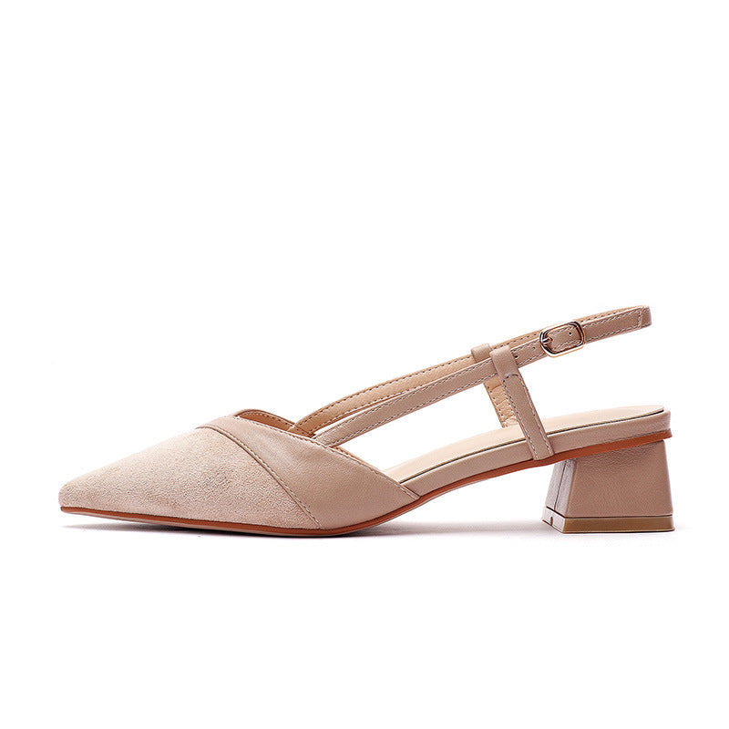 Nude Low Block Heel Medium Chunky Heel Pumps