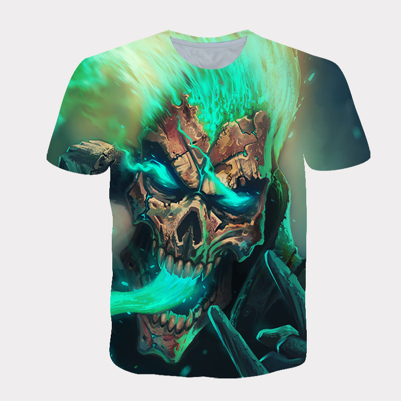 Skull T Shirt 3D Digital Printing Loose Sports