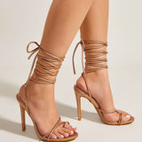 Nude Strappy Heels Sandals High Heels