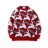 Men Sweater Cartoon Rabbit Brocade Sweater Men's Pullover Long Sleeve