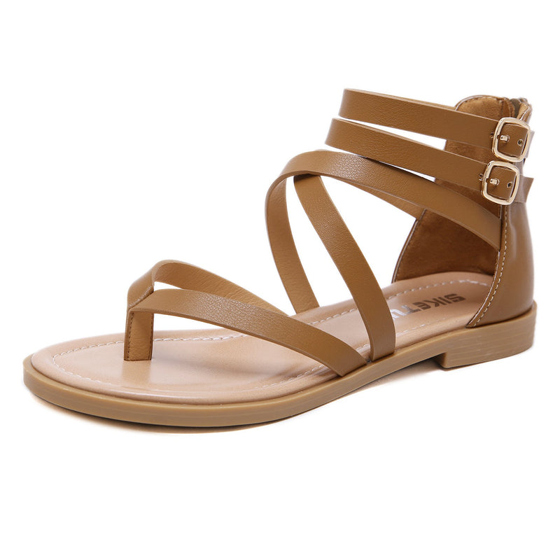 Fancy Sandals Summer Large Size Fashion Zipper Flip-Toe Flat Sandals