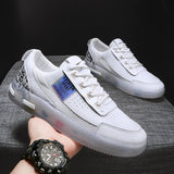 Flat Shoes Summer Men's Casual Shoes Transparent Bottom Student Breathable Board Shoes Lightweight and Wear-Resistant Board Shoes