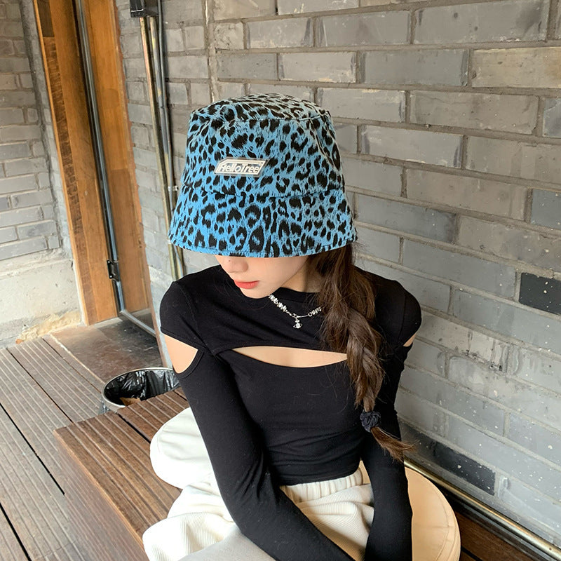 Women Bucket Hat Leopard Print Fisherman Hat Sun Protection Sunshade