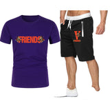 Vlone T Shirts & Shorts 2 Piece Set Large V Printed Short Sleeve Loose Short Sleeve T-Shirt Shorts