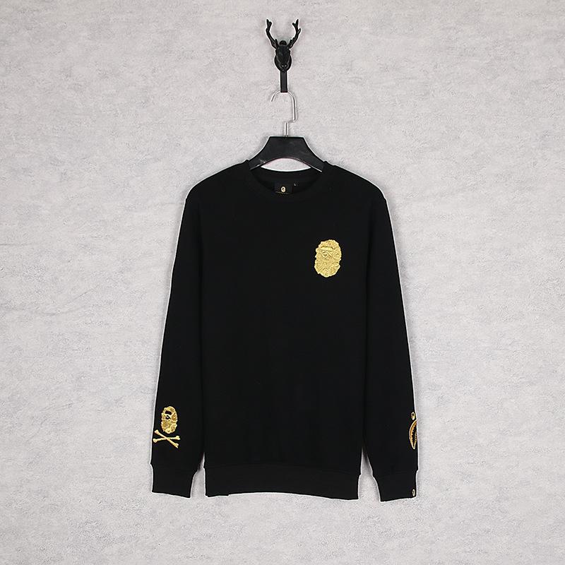 Bathing Ape Sweatshirts Autumn and Winter Cartoon Embroidered Crew Neck Pullover and Fleece Sweater Men and Women
