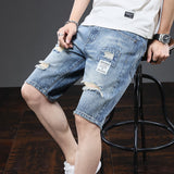 Men Jorts Leisure Ripped Denim Shorts Men Loose Casual Pants