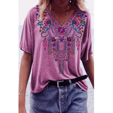 Modern Gypsy Outfits Romanian Gypsy Outfits Amazon Wish Independent Station Best Selling Women's Clothes 2021 Spring and Summer New Printed Ethnic Style V-neck Short Sleeve T-shirt