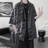 Men's Shirt Short Sleeve Shirt Loose Full Printed Shirt