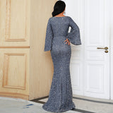 Skin Tight Long Dresses Solid Color and V-neck Evening Dress for Women