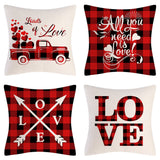 Valentine's Day Pillow Covers 4 Piece Random Styles Together, Truck Love Balloon Bicycle Ornament Pillow Cushion
