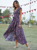 Nine Britton Dress Printed V-neck Tied Slim Fit Irregular Swing