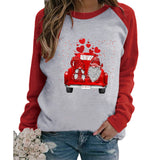 Valentine's Day T Shirts Couples Pullover round Neck Women's Long-Sleeved T-shirt