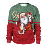 Men and Women Grinch Sweater Christmas Printed Crew Neck Sweatshirt Fluffy Jacket