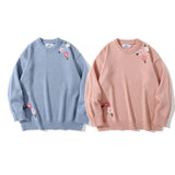 Men Sweater Flower Embroidered Knitwear Sweater Men Loose Long Sleeve Top