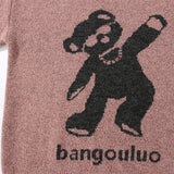 Men Sweater Cartoon Bear Jacquard Sweater Men's Autumn Loose Pullover