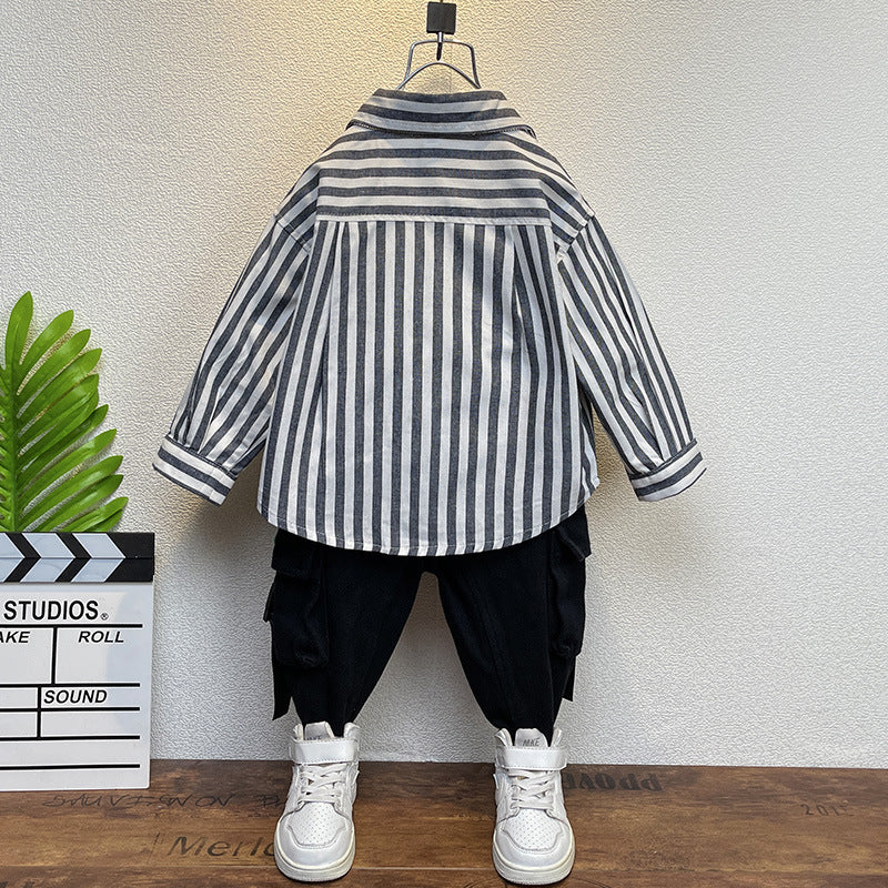 Toddler Boys Sweater Boys' Shirt Spring and Autumn Leisure Shirt