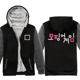 Squid Game Costume Cartoon Printed Zipper Sweater Thickened Zipper Hooded Sweater