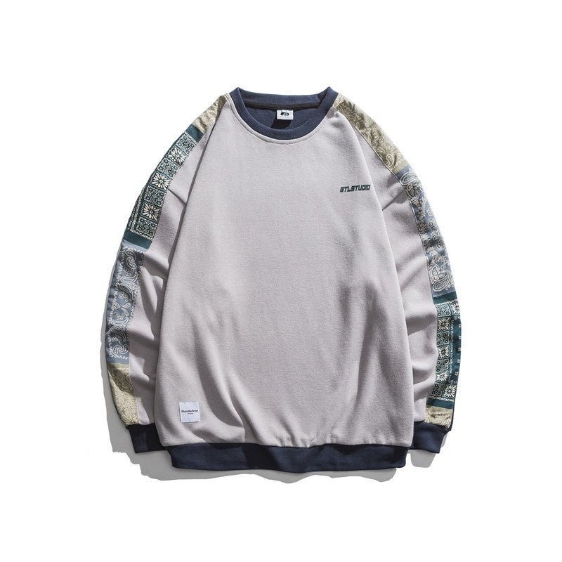 Crew Neck Sweatshirts for Men Men's Autumn Patchwork Sweater Men's Casual Pullover