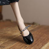 Nude Low Block Heel Closed Toe Sandals Medium Chunky Heel