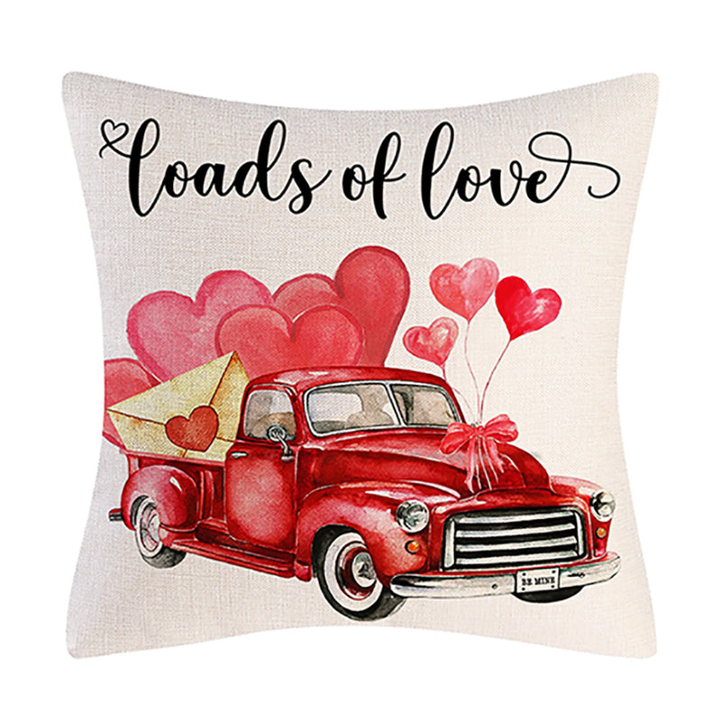 Valentine's Day Pillow Covers 4 Piece Random Styles Together, Truck Love Balloon Bicycle Ornament Pillow Cushion
