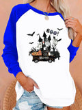 Halloween Costumes Case Printing Capless round Neck Contrast Color Sweatshirt Female