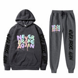 Never Broke Again Hoodie Casual Hooded Sweatshirt Casual Sports Pants