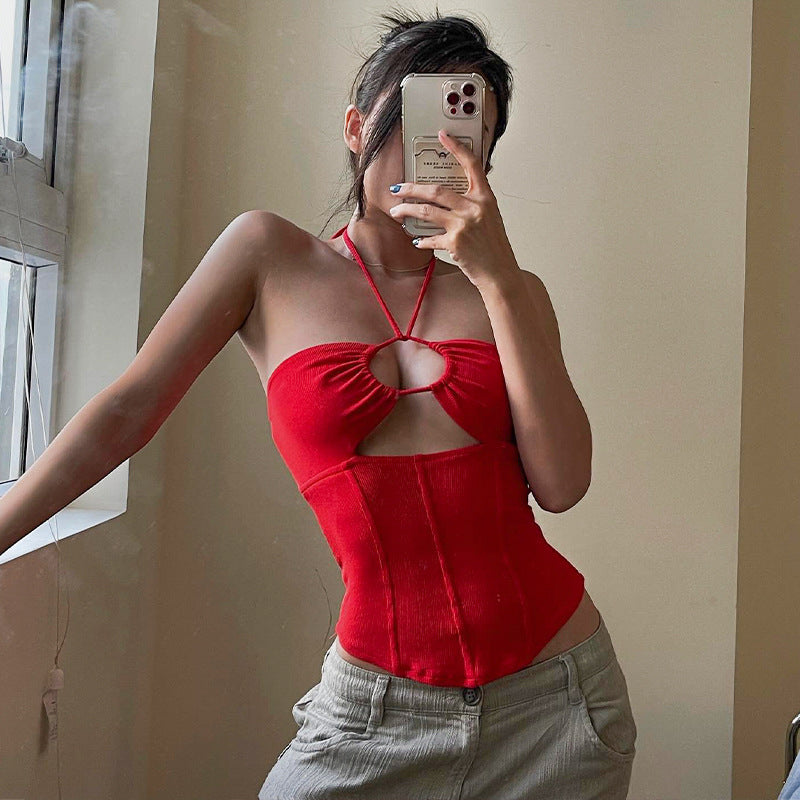 Vintage Y2g Shirts Women's Sexy Bandeau Solid Color Top