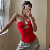 Vintage Y2g Shirts Women's Sexy Bandeau Solid Color Top