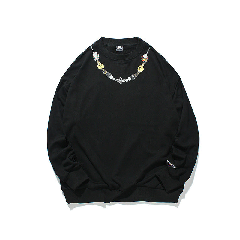 Crew Neck Sweatshirts for Men Men's Autumn Printed Sweater Loose Crew Neck Top Men's