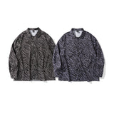 Man Fall Outfits Zebra Print Long-Sleeved Shirt Men's Street Retro Loose Casual Shirt