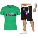Vlone T Shirts & Shorts 2 Piece Set Letter Large V Printed Short Sleeve