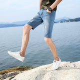Men Denim Shorts Ripped Denim Shorts Stretch Summer Thin