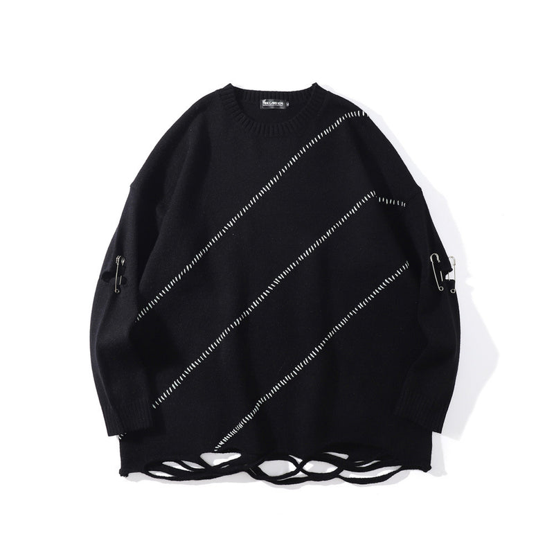 Men Sweater Men's Loose round Neck Sweater Trendy Pullover