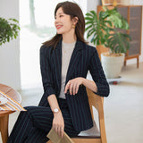 Interview Suit Women Autumn Striped Suit Women's Suit Pants Suit