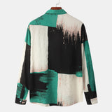 Camp Collar Shirt Beach Print Long Sleeve