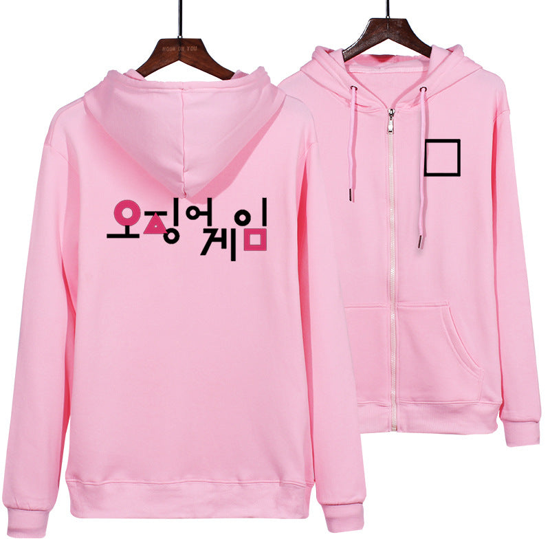 Squid Game Costume Cartoon Printed Zipper Sweater