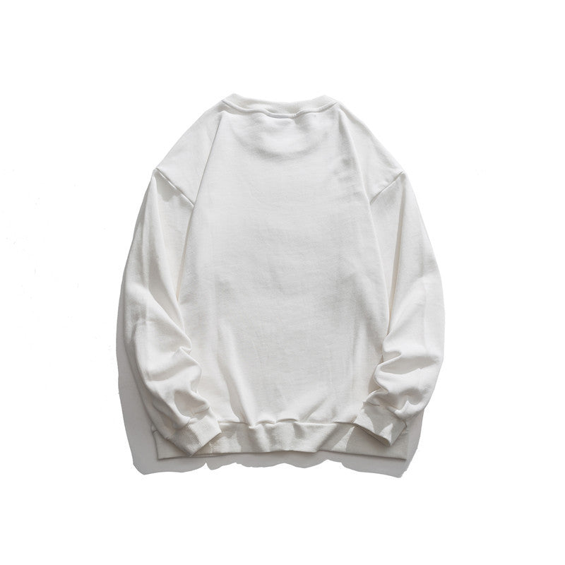 Man Fall Fall Letters Crew Neck Sweater Coat Solid Color Simple Pullover