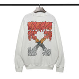 Off White Sweatshirts Printed Casual Round Neck Pullover Sweater Ow Men And Women