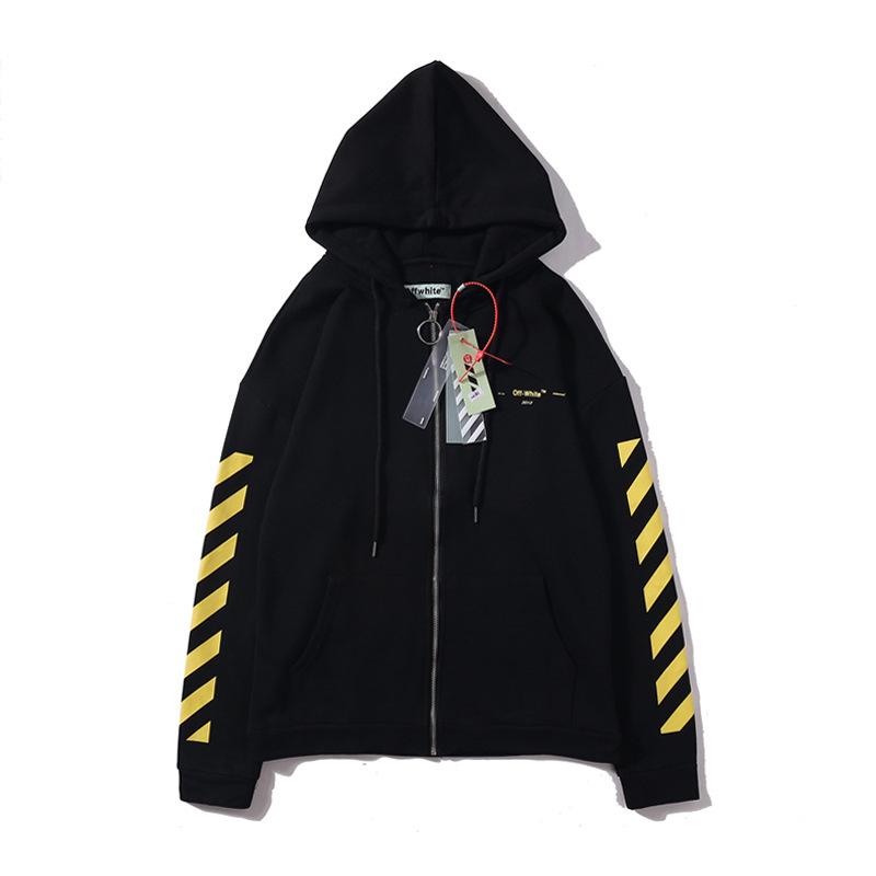 Off White Hoodie With Arrow Print Plus Size Casual, Stylish And Comfortable Sweater Cotton Men'S Clothing Owt