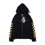 Off White Hoodie With Arrow Print Plus Size Casual, Stylish And Comfortable Sweater Cotton Men'S Clothing Owt